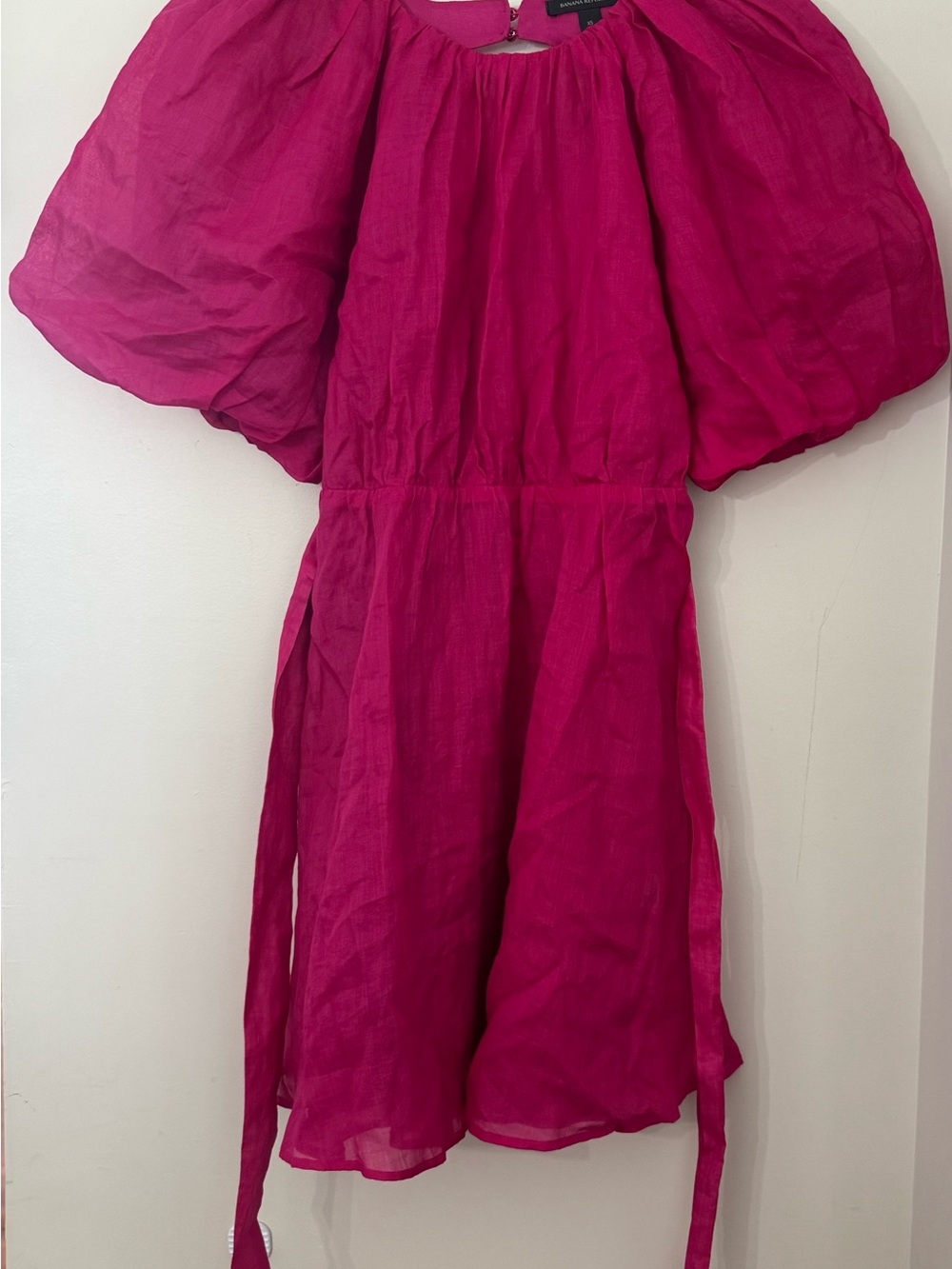 Banana Republic Fuchsia Puff-Sleeve Dress
